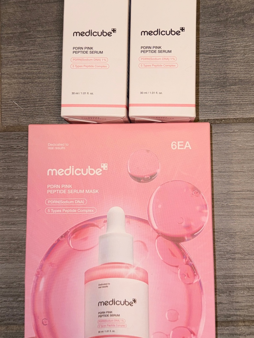 Medicube PDRN Pink Peptide Serum 2-Pack + Serum Masks 6ct NEW Sealed
